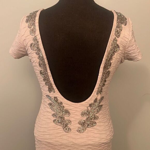 Free People Bringing Sexy Back Women's Cream Beaded Open Back Dress - Picture 4 of 9